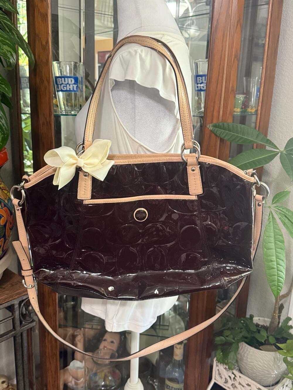 Coach Peyton Embossed Signature Patent Leather Tote Bag